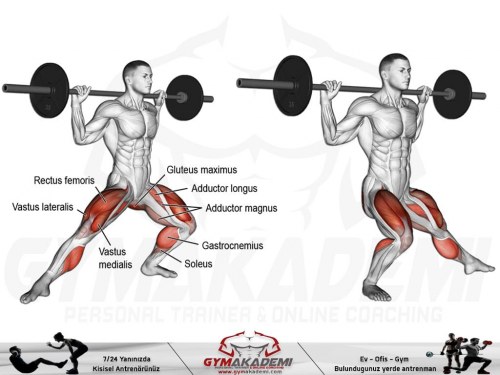 Barbell side lunge