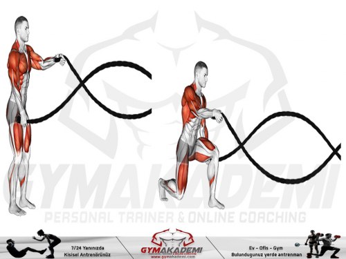 Battle Ropes Reverse Lunge